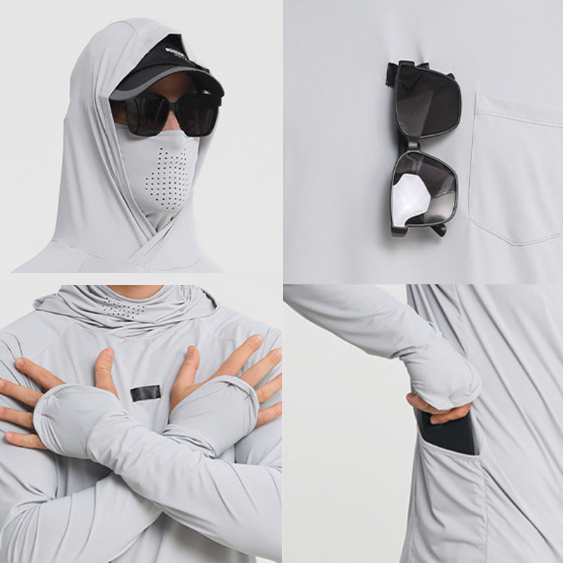 UPF 50+ Hooded Sun Shirt | Lightweight Quick-Dry Fishing Top with Built-In Snood