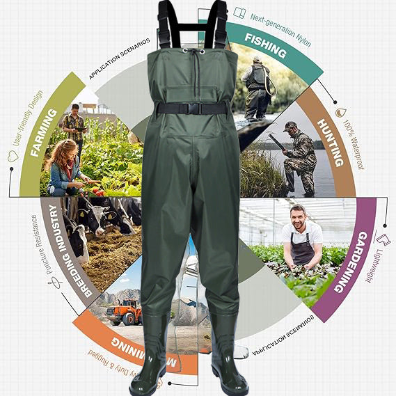 Ultra-Light 400D Nylon Chest Waders with Boots | 15,000mm Waterproof
