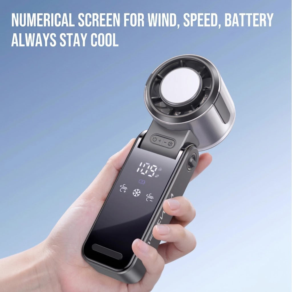 Portable Handheld Fan Rechargeable USB Desk Fan 5-Speed Adjustable Personal Cooling Fan with 6000mAh Battery