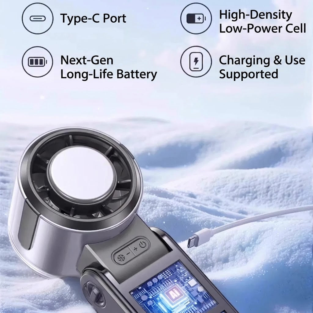 Portable Handheld Fan Rechargeable USB Desk Fan 5-Speed Adjustable Personal Cooling Fan with 6000mAh Battery