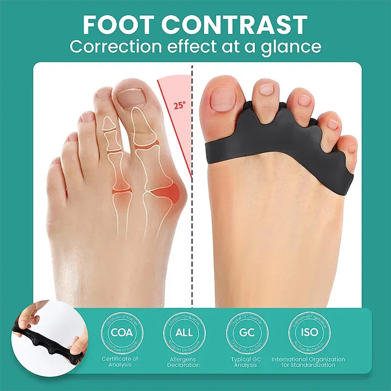 1 par de ortopédicos de dedo do pé de silicone macio, separadores de dedo do pé, ortopédicos de joanete e dedo do pé de martelo, adequados para corrida e prática de ioga
