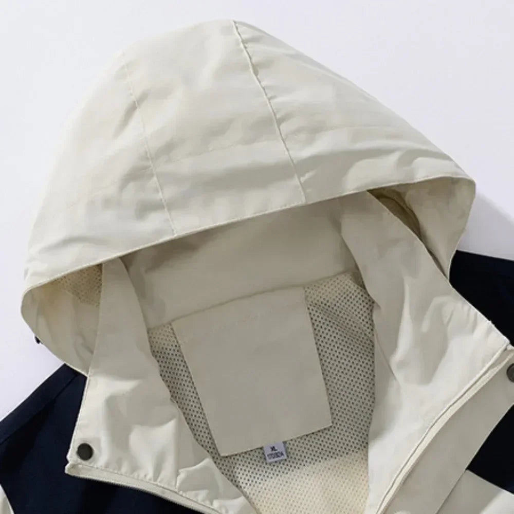Hooded Colour-Block Coat