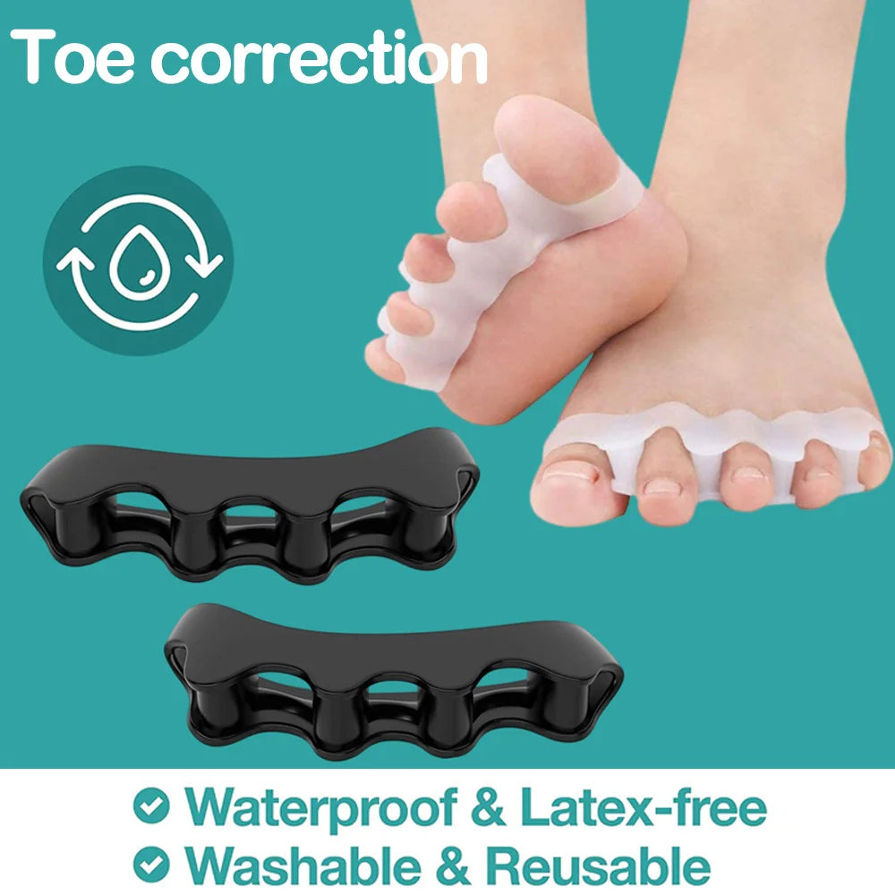 1 par de ortopédicos de dedo do pé de silicone macio, separadores de dedo do pé, ortopédicos de joanete e dedo do pé de martelo, adequados para corrida e prática de ioga