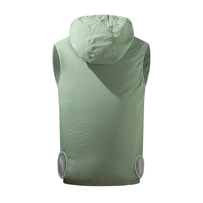 Summer Hooded Air Cooling Vest with 2 Fans – Men & Women Outdoor Heat Relief