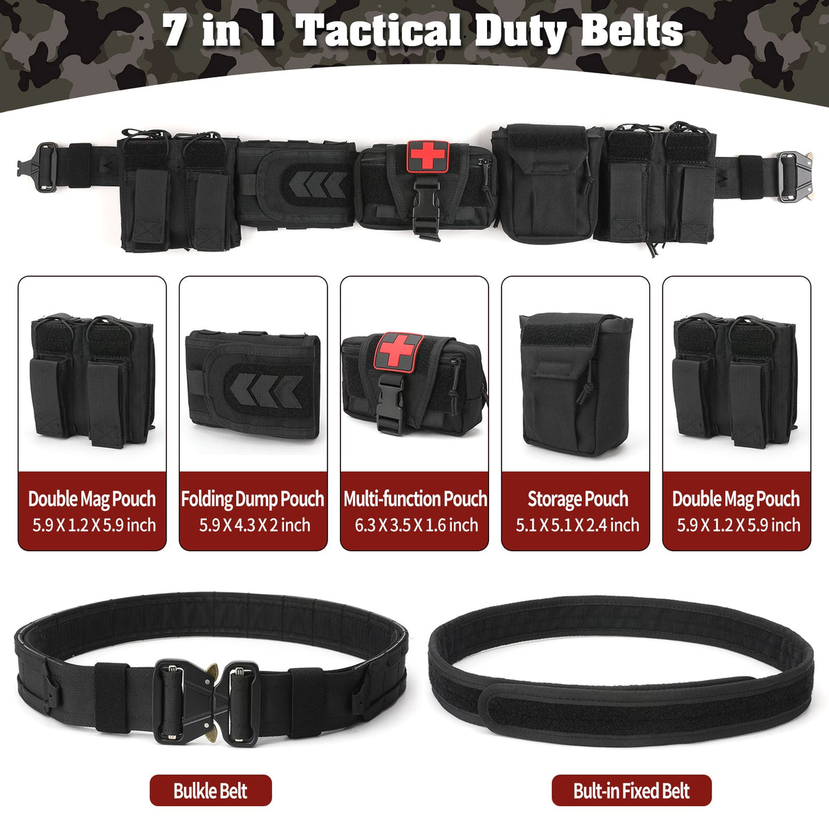 7 in 1 Quick Release Tactical Duty Belt