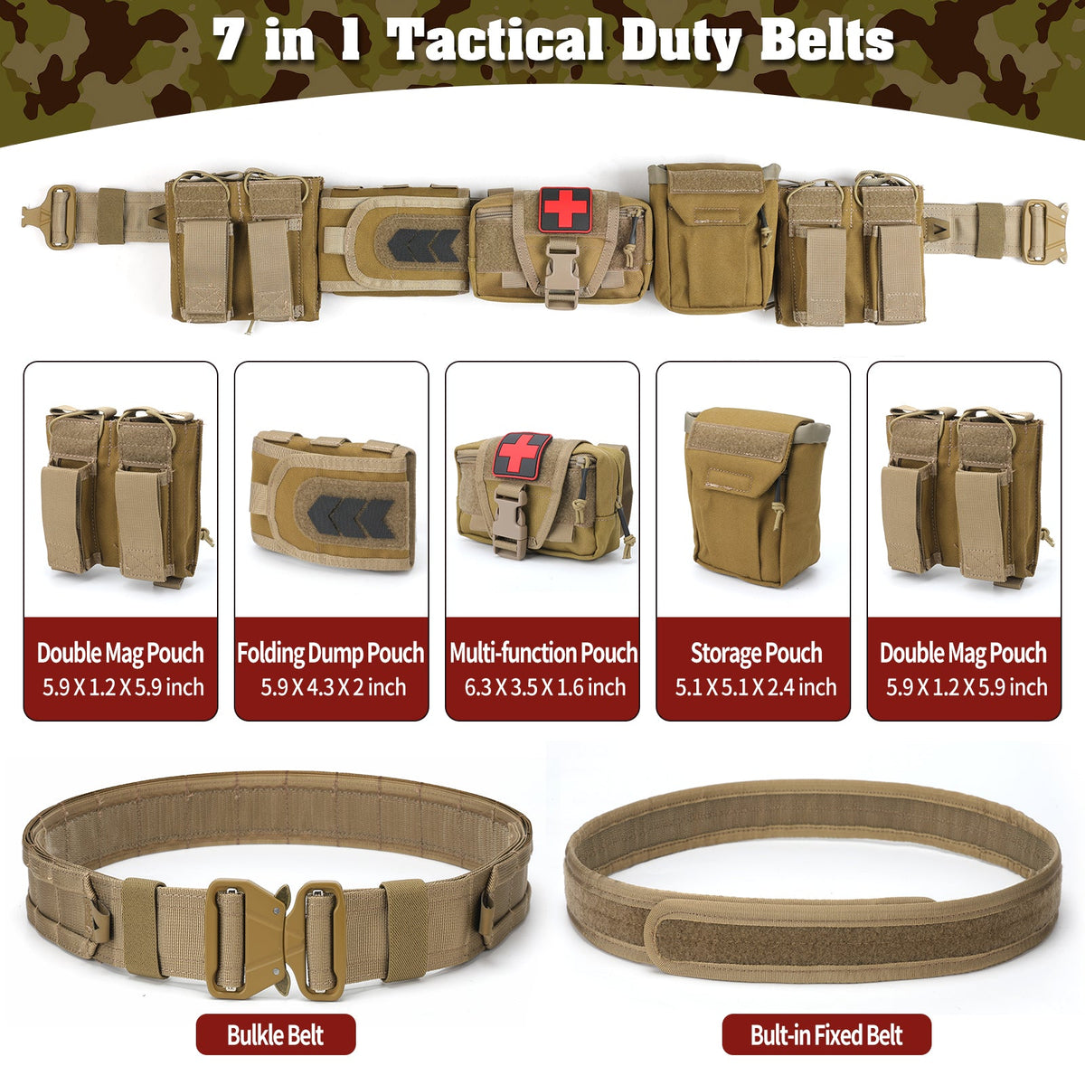7 in 1 Quick Release Tactical Duty Belt